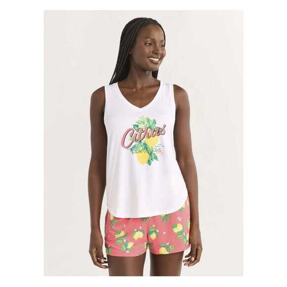 NWT Women's Lemon Print Tank Top & Shorts Pajama Set – 2-Piece Size 3X (Joyspun) - Picture 1 of 6
